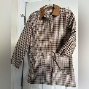 LOFT Checkered Barn Coat with Tan and Black Accents